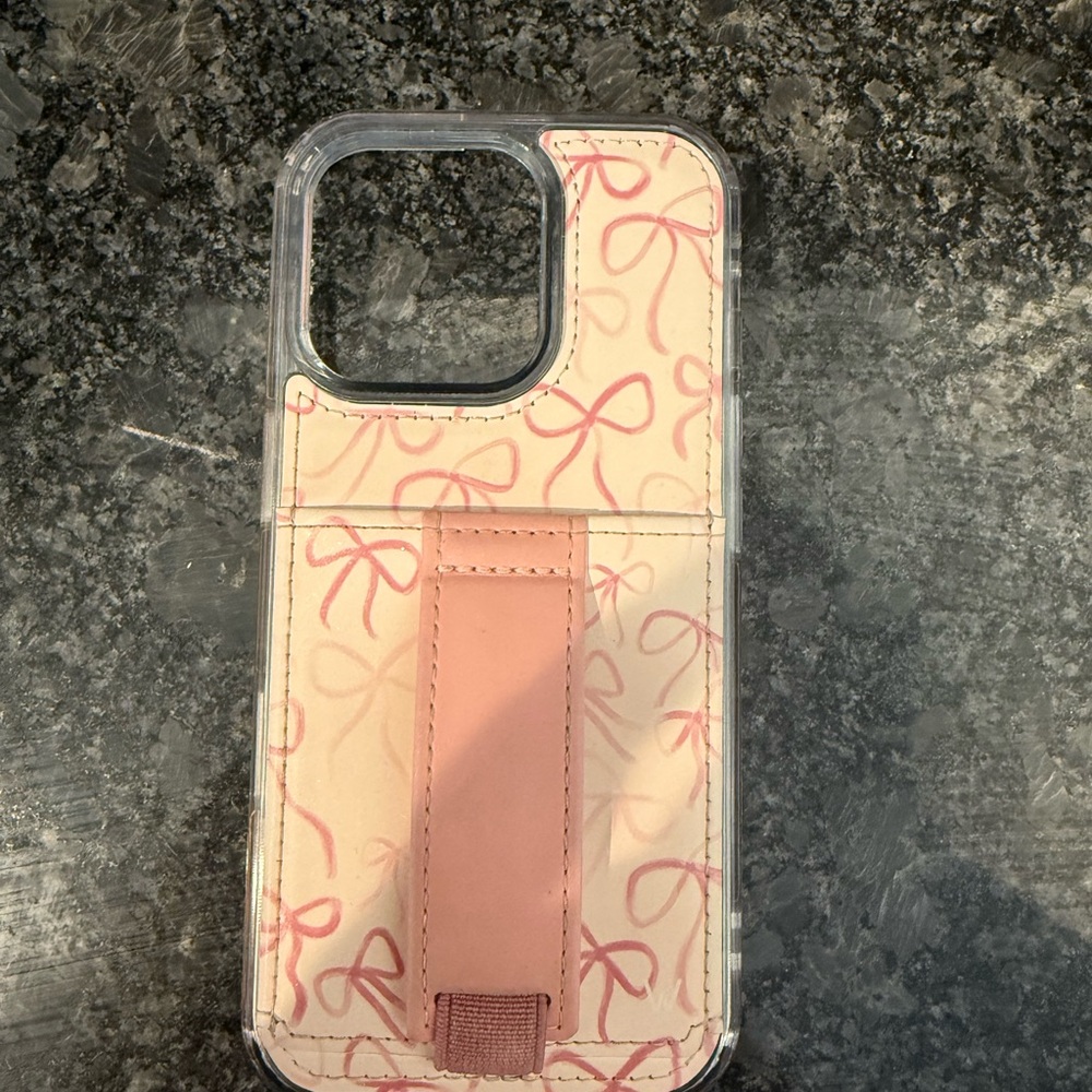 iPhone 16 pro walli case pink bows